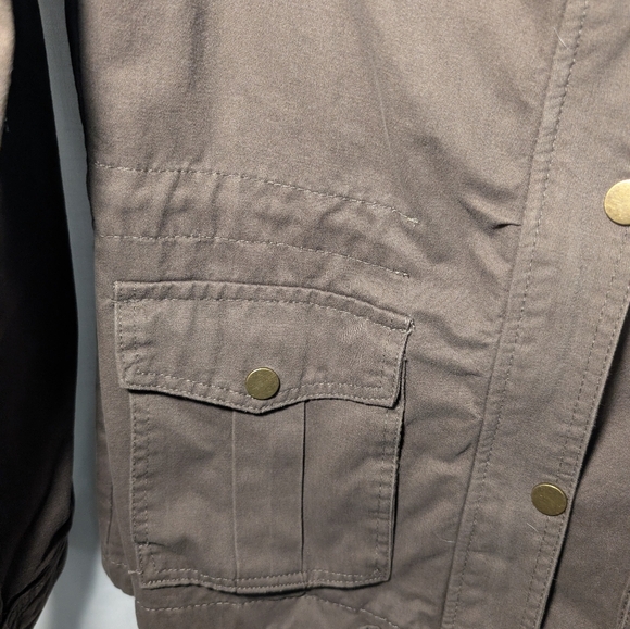 Snobbish Utility Military Jacket Olive Green Full Zip & Button Front Casual Sz S - Picture 4 of 10